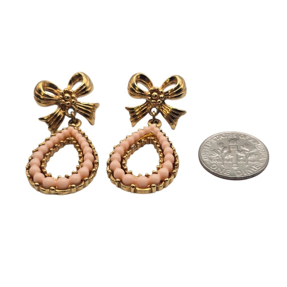 Earrings Avon 1993 Isnt It Romantic Vintage Bow Motif Dangle Pierced SKU3116 - Picture 5 of 7